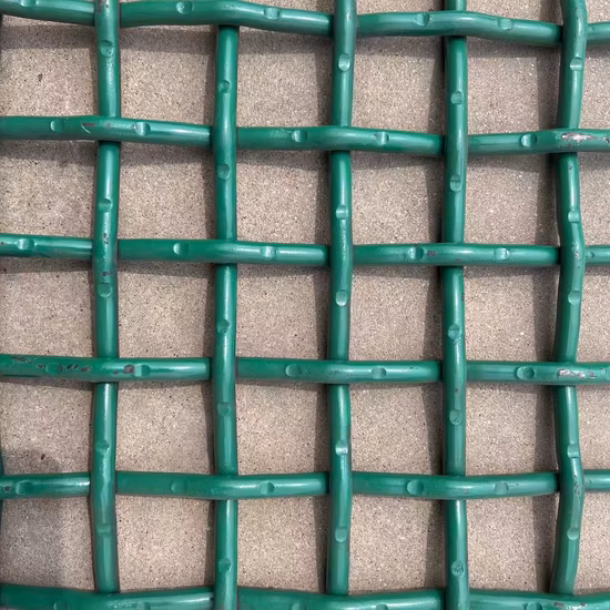 Triturador de tela vibratória, malha tecida de malha lisa, estrutura forte, peneira, malha de arame frisada pesada, aço de ferro
